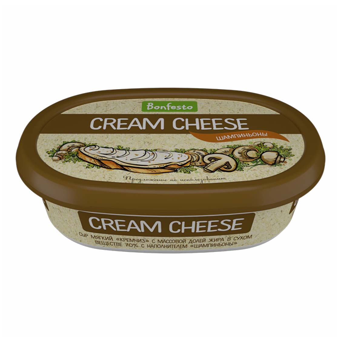 фото Творожный сыр bonfesto cream cheese шампиньоны 70% 170 г бзмж