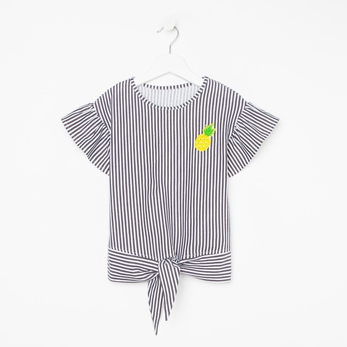 

Футболка для девочки, цвет серый/белый, рост 98