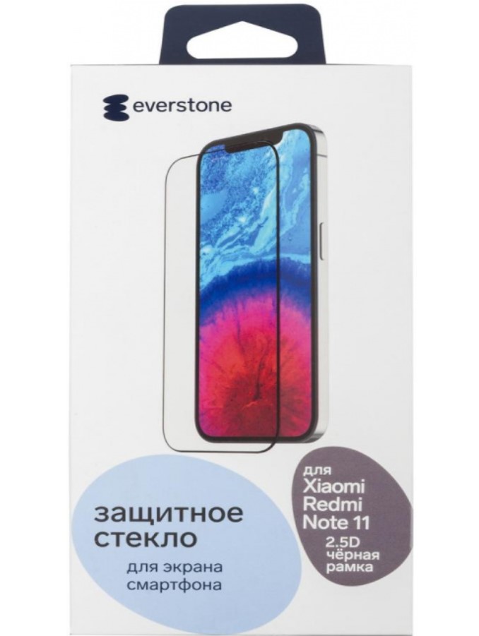

Защитное стекло Everstone 2.5D FG для Xiaomi Redmi Note 11 черная рамка, 2.5D FG для Xiaomi Redmi Note 11 черная рамка