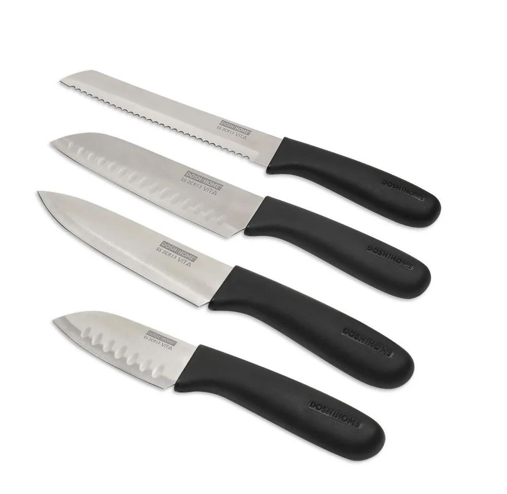 Нож DOSH HOME VITA, набор 4 шт, Santoku 17см и 10см, хлебный 20см, 16см