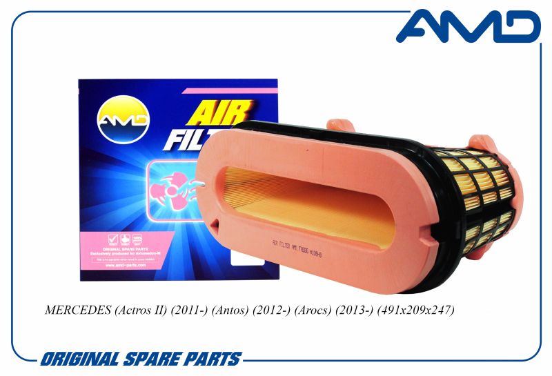 

Фильтр воздушный A0040949104 AMD.FA586 MERCEDES Actros II 11- Antos 12- Arocs 491x209x247