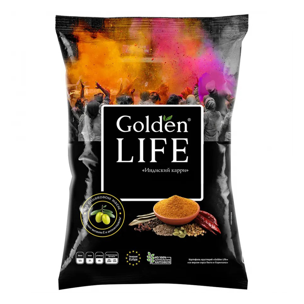 Чипсы картофельные Golden Life со вкусом индийского карри 90 г