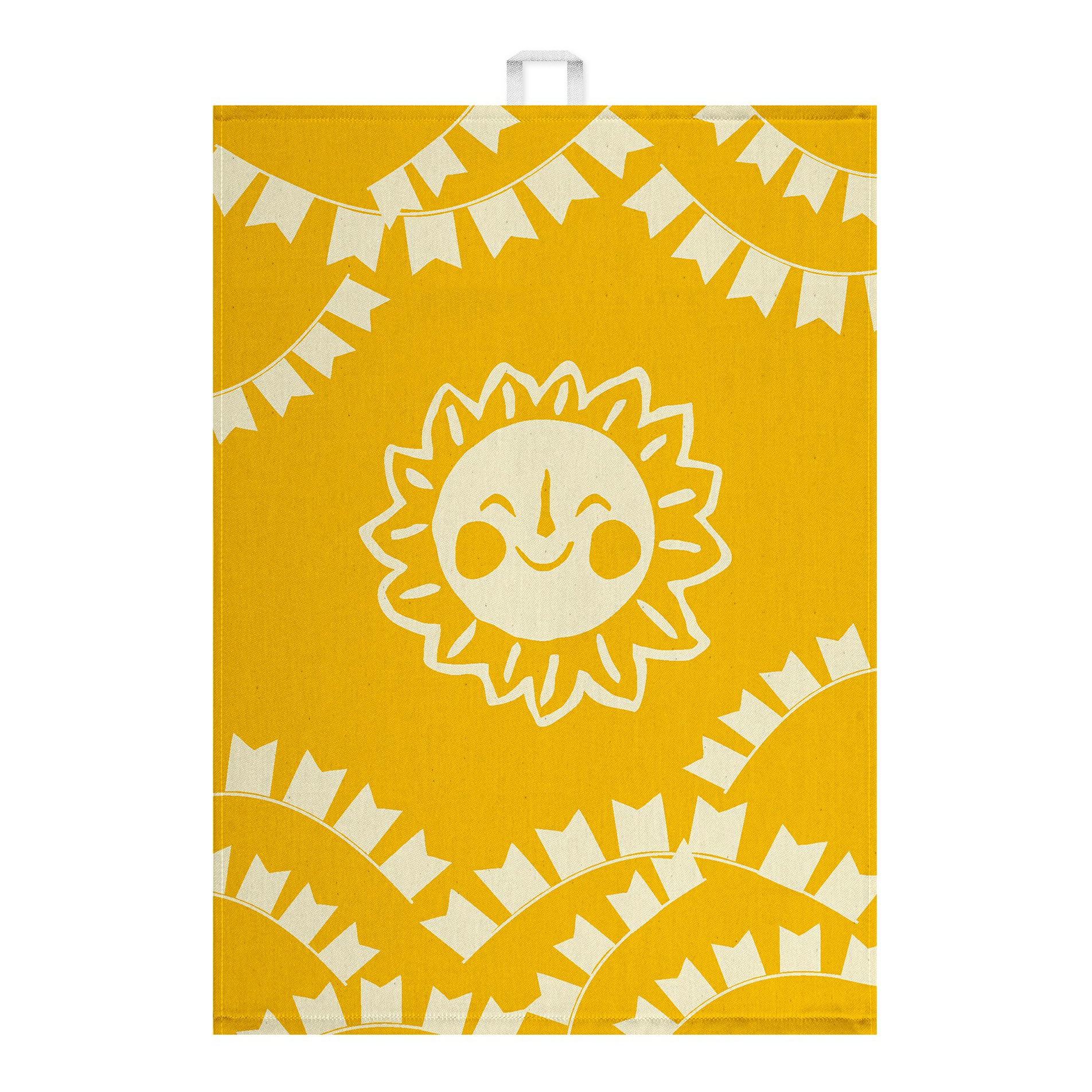 фото Полотенце cleanelly basic солнце куxонное 50x70 см xлопок бело-желтое