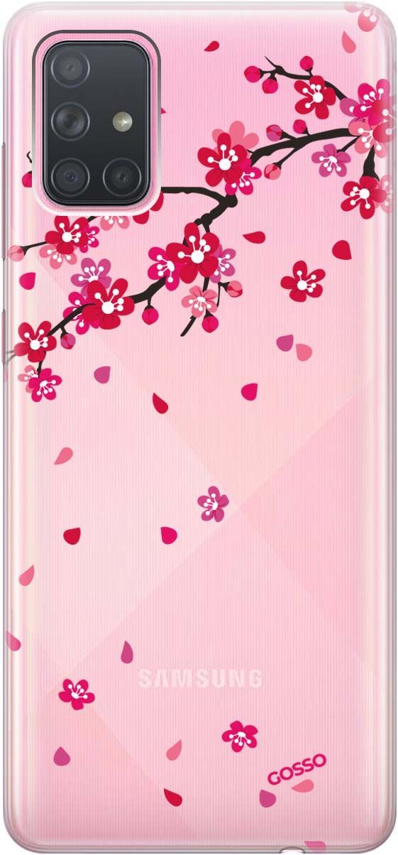 

Силиконовый чехол на Samsung Galaxy A71 с 3D принтом "Sakura" прозрачный, Прозрачный;коричневый, 193