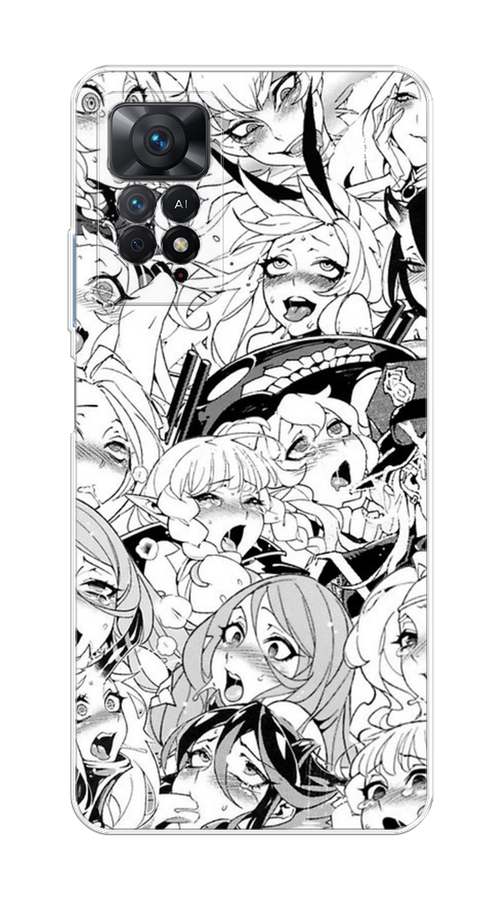 

Чехол на Xiaomi Redmi Note 11 Pro/11 Pro 5G/11E Pro/12 Pro 4G "Ахегао манга тян", Черный;белый;серый, 315650-1