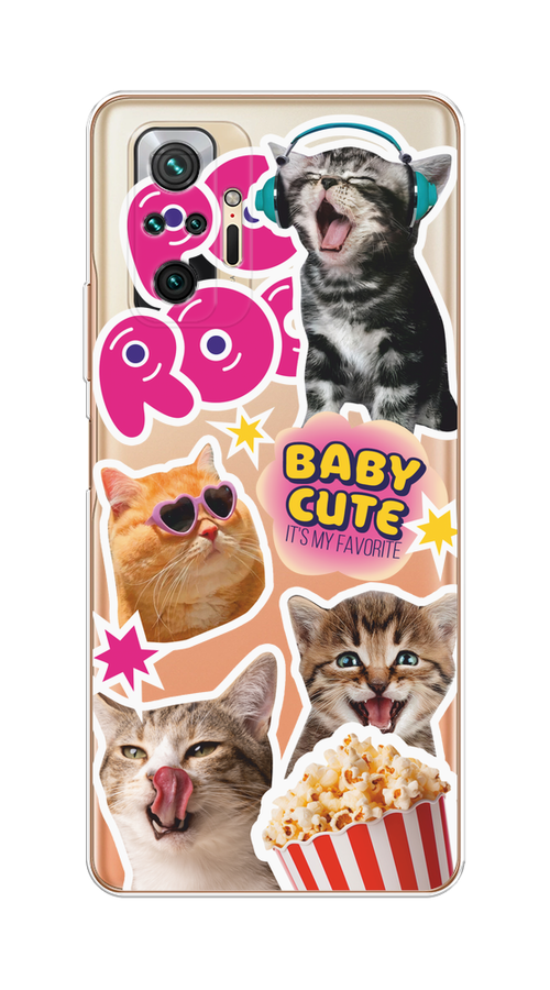 

Чехол на Redmi Note 10 Pro "Popcorn cats", Серый;коричневый;розовый, 310050-1