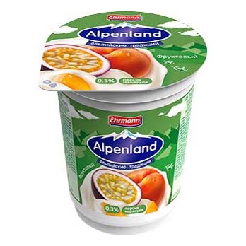 Йогурт Alpenland персик-маракуйя 0,3% 320 г бзмж