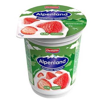 Йогурт Alpenland клубника 0,3% 320 г бзмж