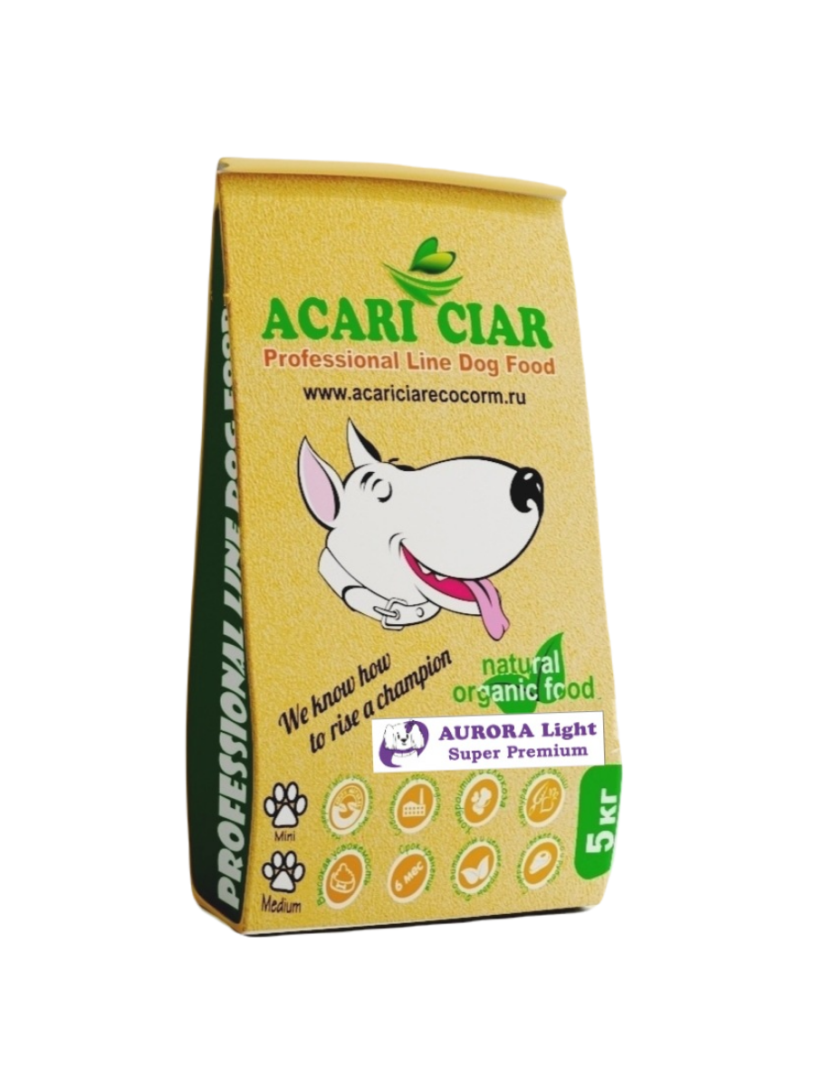 фото Сухой корм для собак acari ciar aurora light телятина, super premium средние гранулы, 5 кг