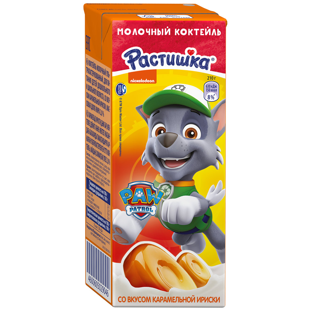 

Молочный коктейль детский Растишка со вкусом карамельной ириски с 3 лет 2% БЗМЖ 210 г