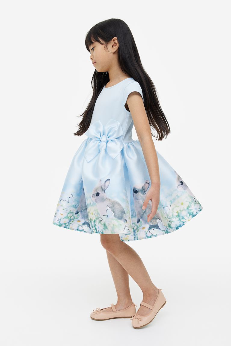 Платье детское H&M 0922706, светло-синий/разноцветный, размер 110 (доставка из-за рубежа)