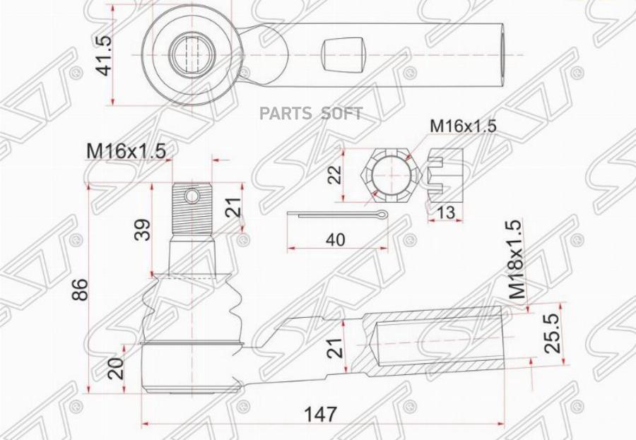 

Наконечник Рулевой Toyota Dyna 150 01- Sat арт. ST-45046-29405