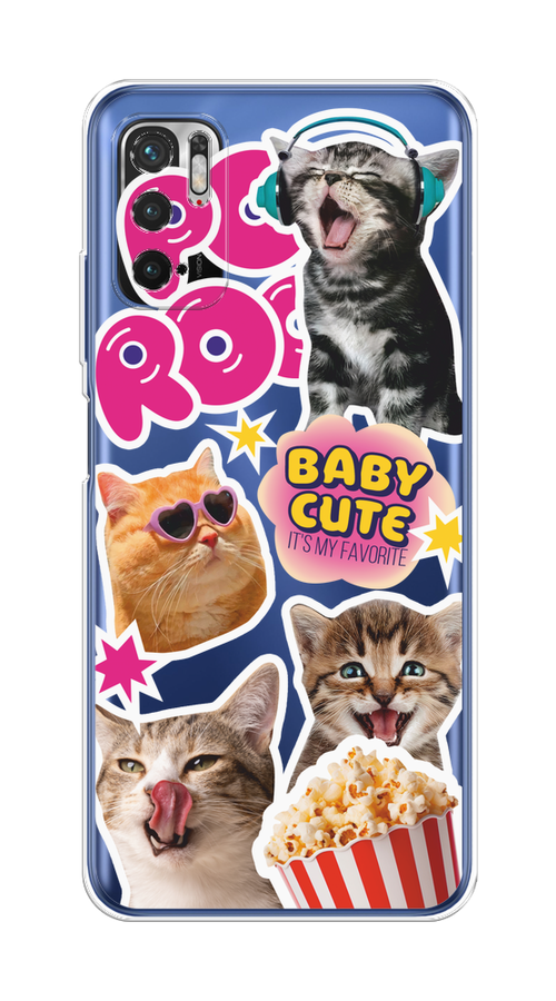 

Чехол на Xiaomi Redmi Note 10T/10 5G "Popcorn cats", Серый;коричневый;розовый, 310750-1