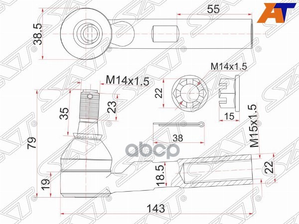 

Наконечник Рулевой Toyota Hiace 04- Sat арт. ST-45046-29456