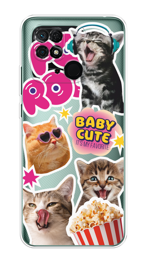 

Чехол на Xiaomi Redmi 10C "Popcorn cats", Серый;коричневый;розовый, 313450-1