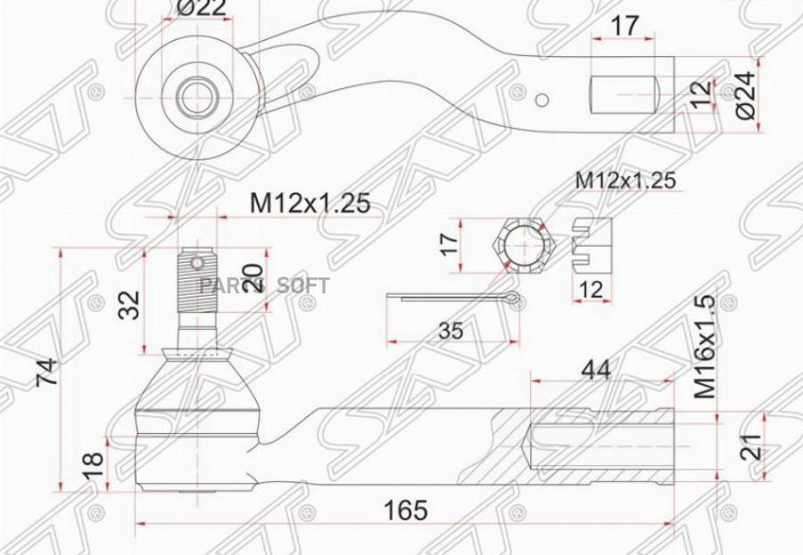 

SAT ST-45046-49125 Наконечник рулевой TOYOTA IPSUM 01- LH-2WD/RH-4WD 1шт