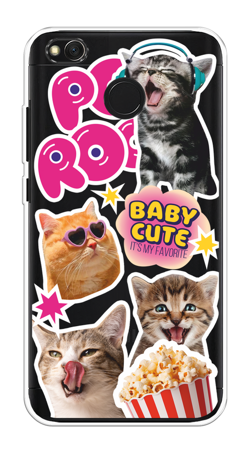 

Чехол на Xiaomi Redmi 4X "Popcorn cats", Серый;коричневый;розовый, 31450-1