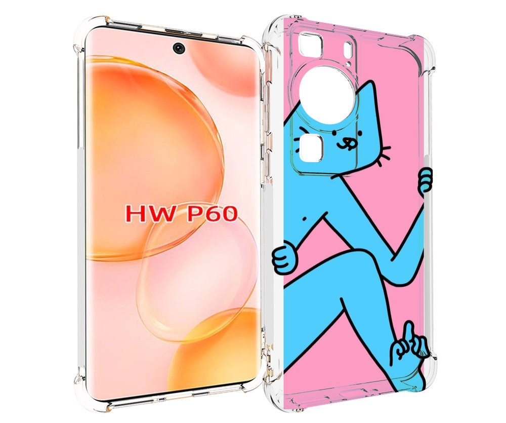 

Чехол MyPads голубой кот в дверце для Huawei P60, Tocco