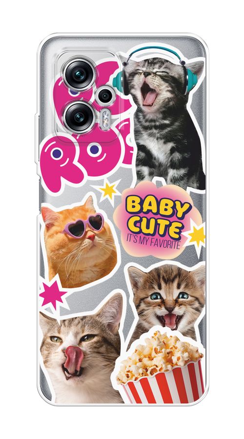 

Чехол на Poco X4 GT/Redmi Note 11T Pro/11T Pro Plus "Popcorn cats", Серый;коричневый;розовый, 315550-1