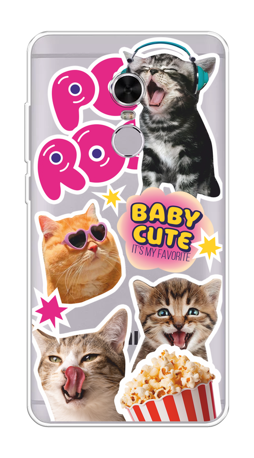 

Чехол на Xiaomi Redmi Note 4 "Popcorn cats", Серый;коричневый;розовый, 31850-1