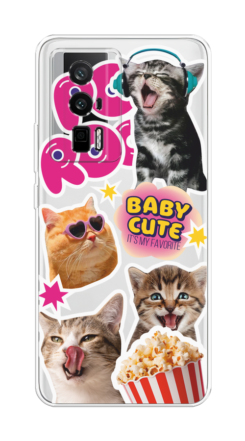 

Чехол на Xiaomi Redmi K60/Poco F5 Pro "Popcorn cats", Серый;коричневый;розовый, 318850-1
