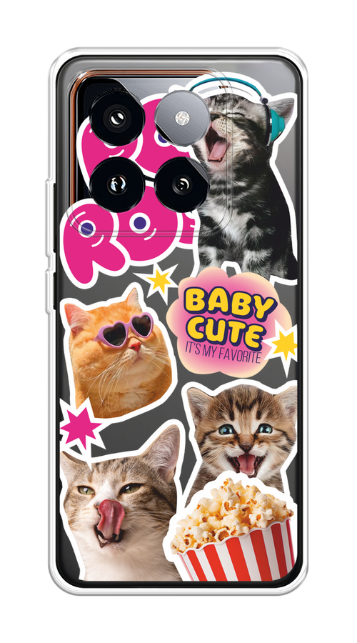 

Чехол на Xiaomi 14 Pro "Popcorn cats", Серый;коричневый;розовый, 320450-1