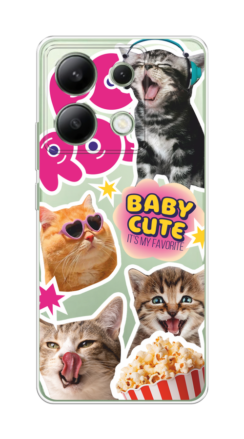 

Чехол на Xiaomi Redmi Note 13 4G (Global) "Popcorn cats", Серый;коричневый;розовый, 321050-1
