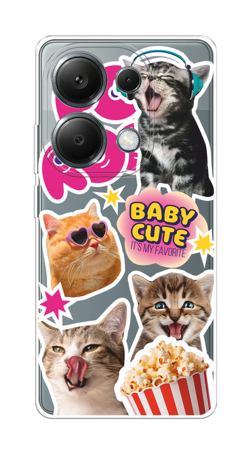 

Чехол на Poco M6 Pro 4G "Popcorn cats", Серый;коричневый;розовый, 321750-1