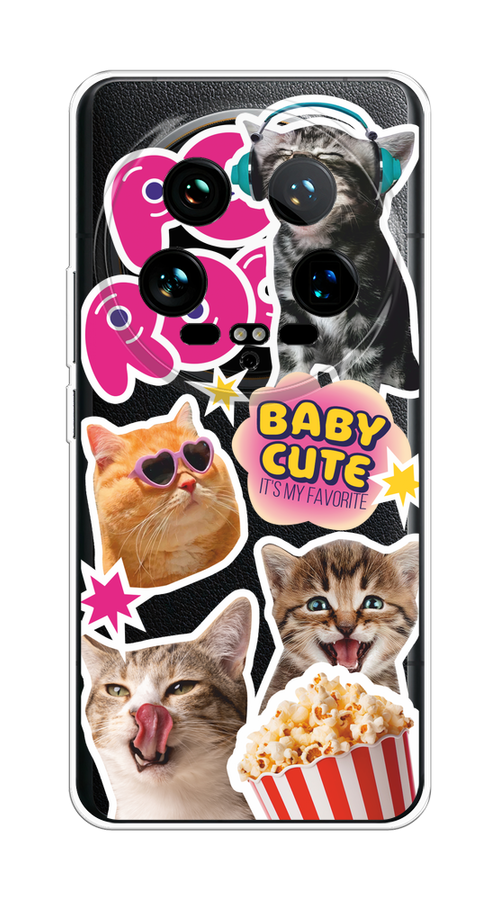 

Чехол на Xiaomi 14 Ultra "Popcorn cats", Серый;коричневый;розовый, 321850-1