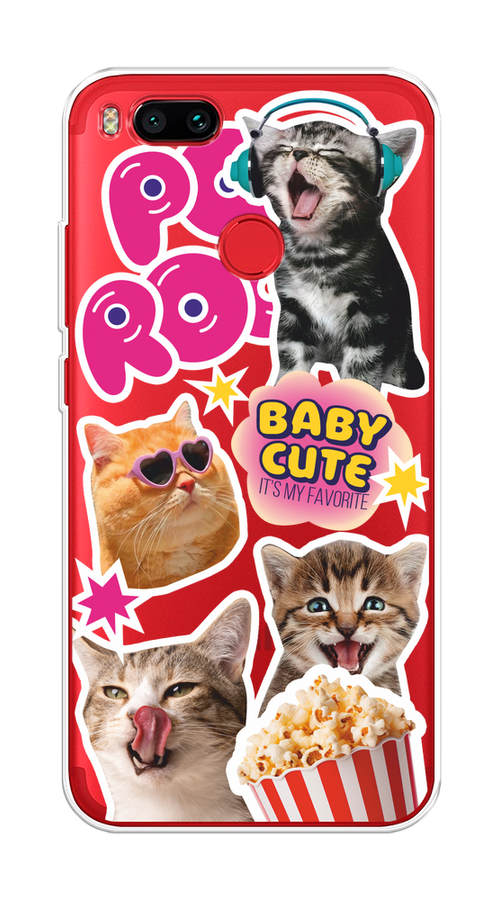 

Чехол на Xiaomi Mi A1/5X "Popcorn cats", Серый;коричневый;розовый, 32350-1