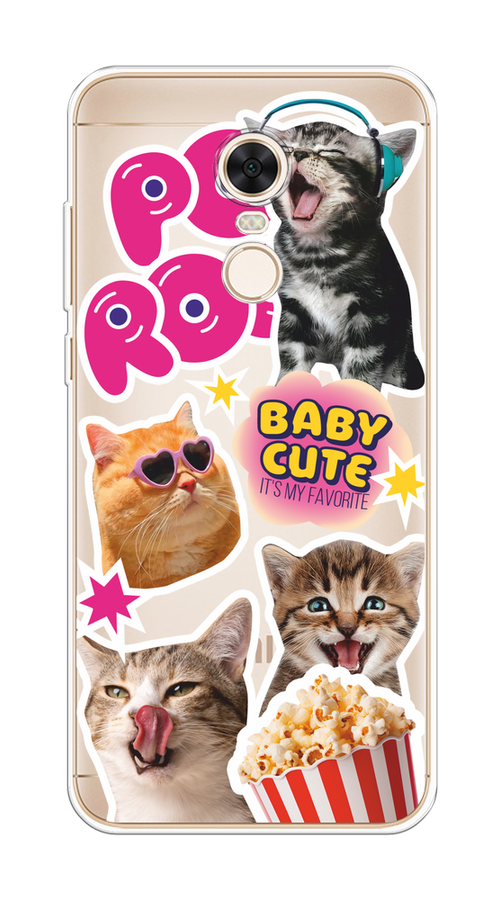 

Чехол на Xiaomi Redmi 5 Plus "Popcorn cats", Серый;коричневый;розовый, 33150-1