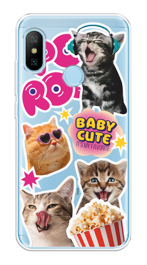 

Чехол на Xiaomi Redmi 6 Pro/6 Plus/Mi A2 Lite "Popcorn cats", Серый;коричневый;розовый, 34250-1