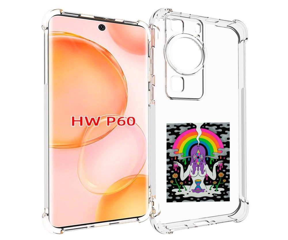 

Чехол MyPads девушка с радугой абстракция женский для Huawei P60, Tocco