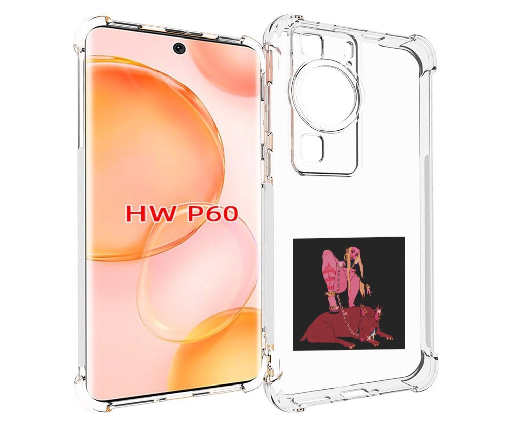 Чехол MyPads девушка с собакой на цепи нарисованная женский для Huawei P60