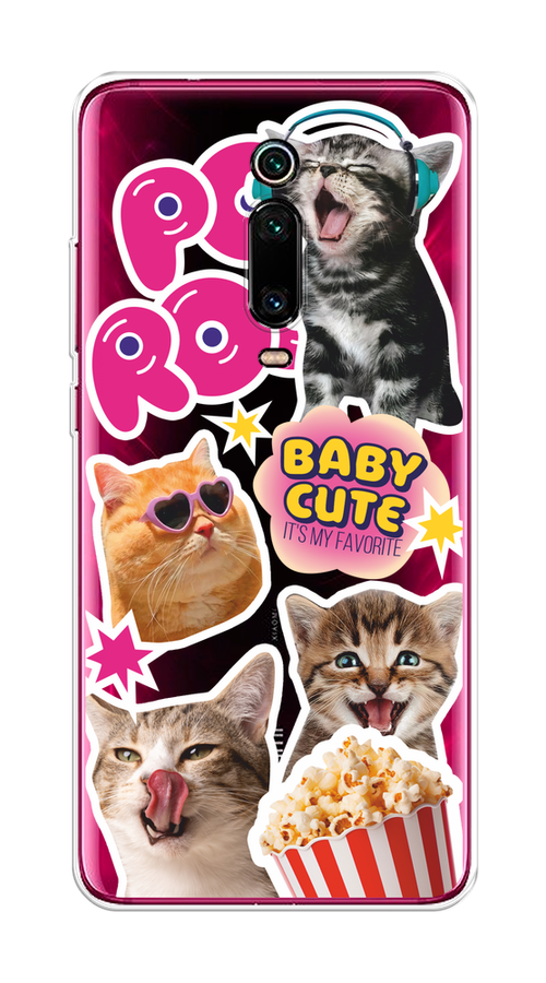 

Чехол на Xiaomi Redmi K20/K20 Pro/Mi 9T/9T Pro "Popcorn cats", Серый;коричневый;розовый, 35650-1