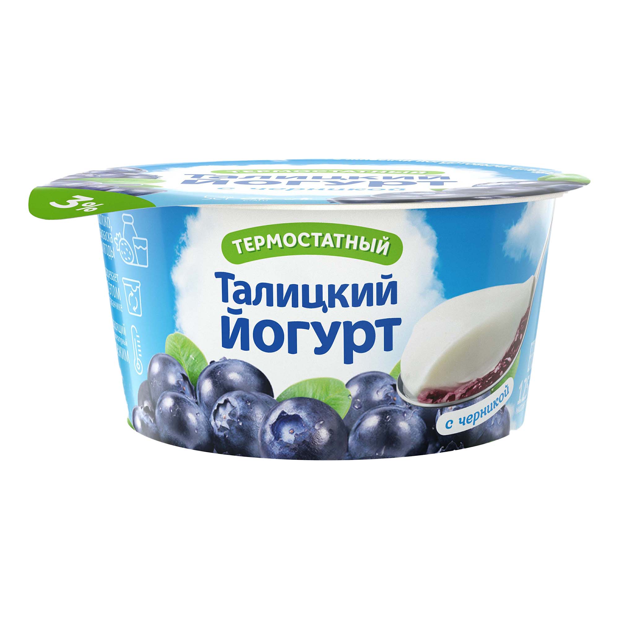 

Йогурт Талицкий термостатный с черникой 3% 125 г