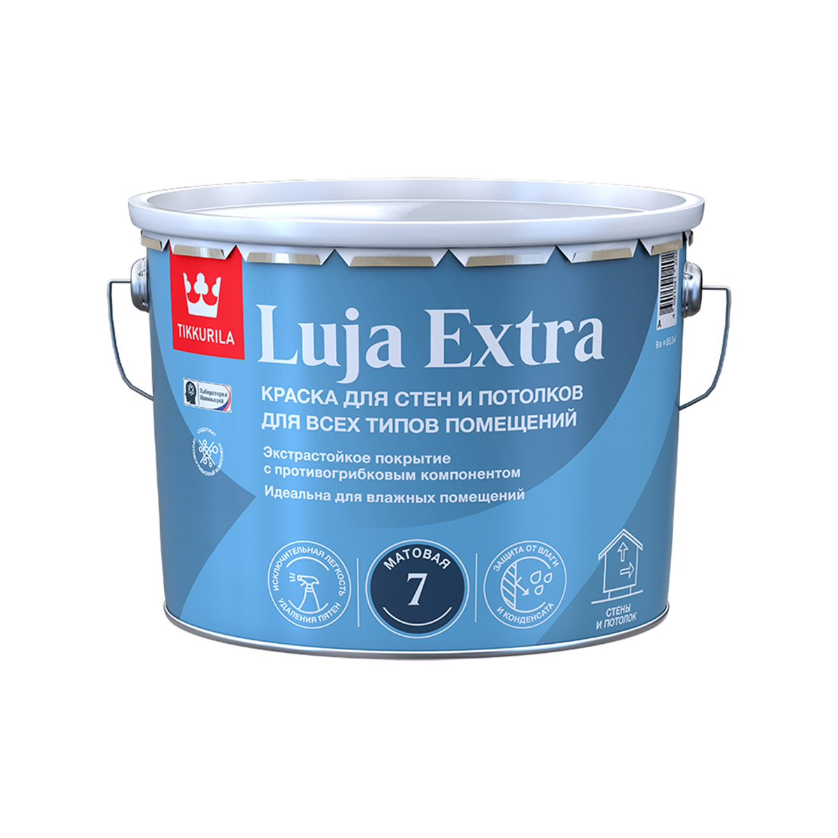 Краска для стен и потолков, Tikkurila Luja Extra, матовая, база С, бесцветная, 9 л