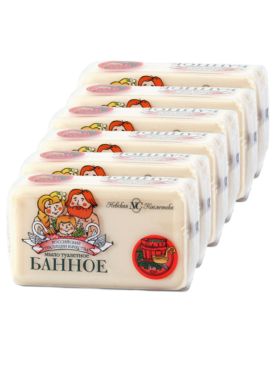 

Комплект Туалетное мыло Невская Косметика Банное 140 гр. х 6 шт., Банное