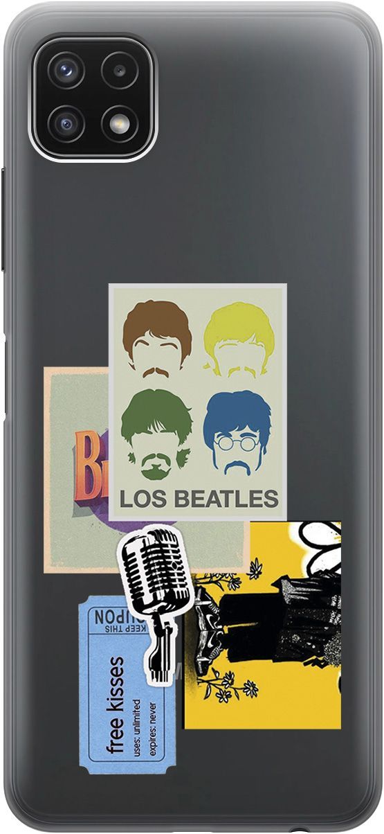 

Чехол на Samsung Galaxy A22s 5G "Beatles Stickers" прозрачный, Прозрачный;бежевый, 5638