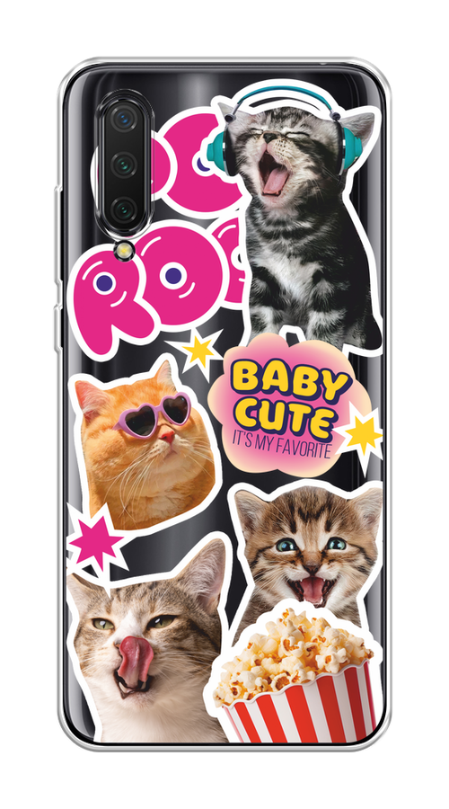

Чехол на Xiaomi Mi CC9/Mi A3 Lite/Mi 9 Lite "Popcorn cats", Серый;коричневый;розовый, 36150-1