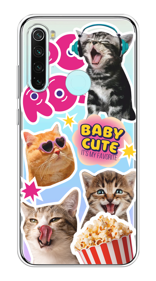

Чехол на Xiaomi Redmi Note 8 "Popcorn cats", Серый;коричневый;розовый, 36550-1