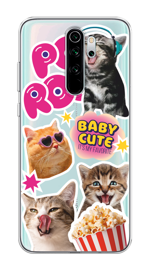 

Чехол на Xiaomi Redmi Note 8 Pro "Popcorn cats", Серый;коричневый;розовый, 36650-1