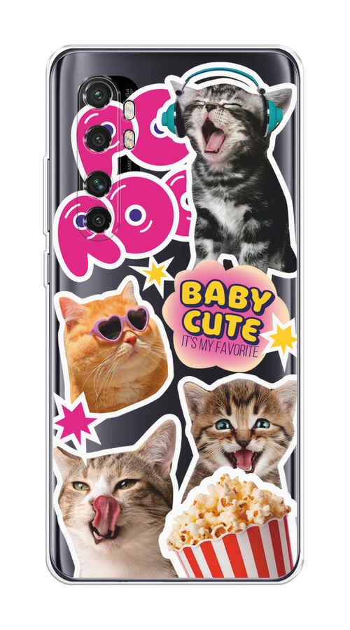 

Чехол на Xiaomi Mi Note 10 Lite "Popcorn cats", Серый;коричневый;розовый, 38450-1