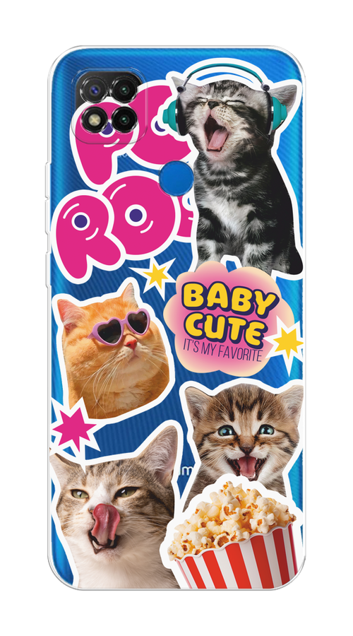 

Чехол на Xiaomi Redmi 9C "Popcorn cats", Серый;коричневый;розовый, 39050-1