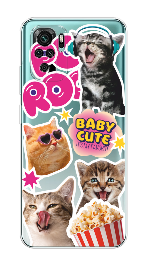 

Чехол на Xiaomi Redmi Note 10 "Popcorn cats", Серый;коричневый;розовый, 39750-1
