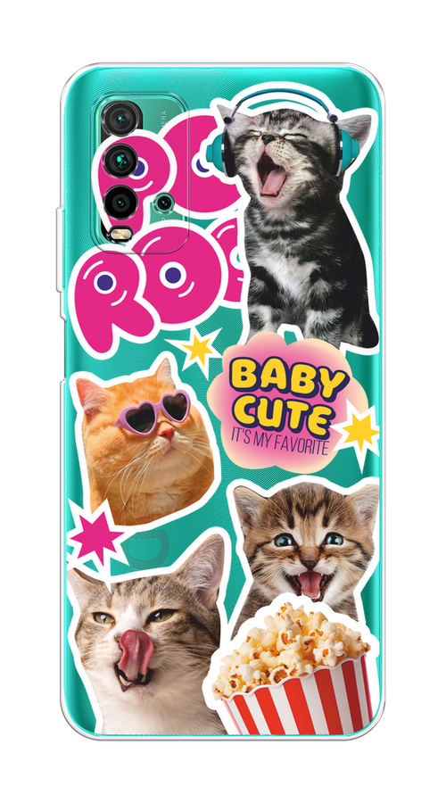 

Чехол на Xiaomi Redmi 9T "Popcorn cats", Серый;коричневый;розовый, 39850-1