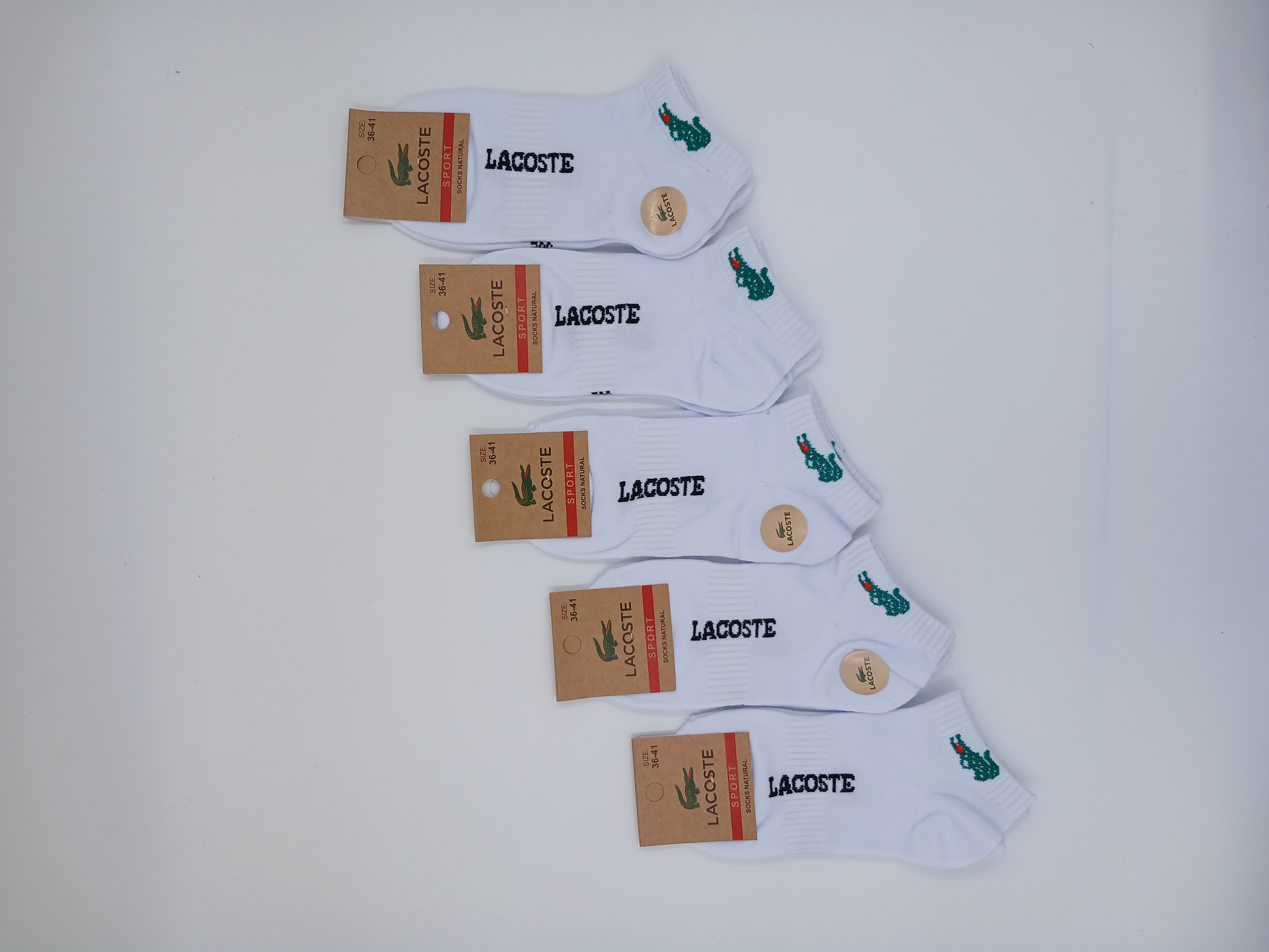Комплект носков женских Lacoste JO-2 белых 36-41, 5 пар