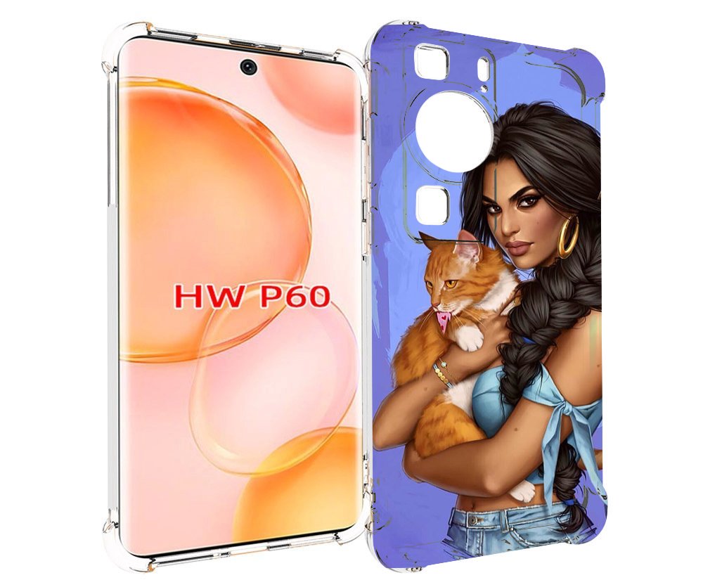 

Чехол MyPads девушка-красивая-с-синим-фоном женский для Huawei P60, Tocco