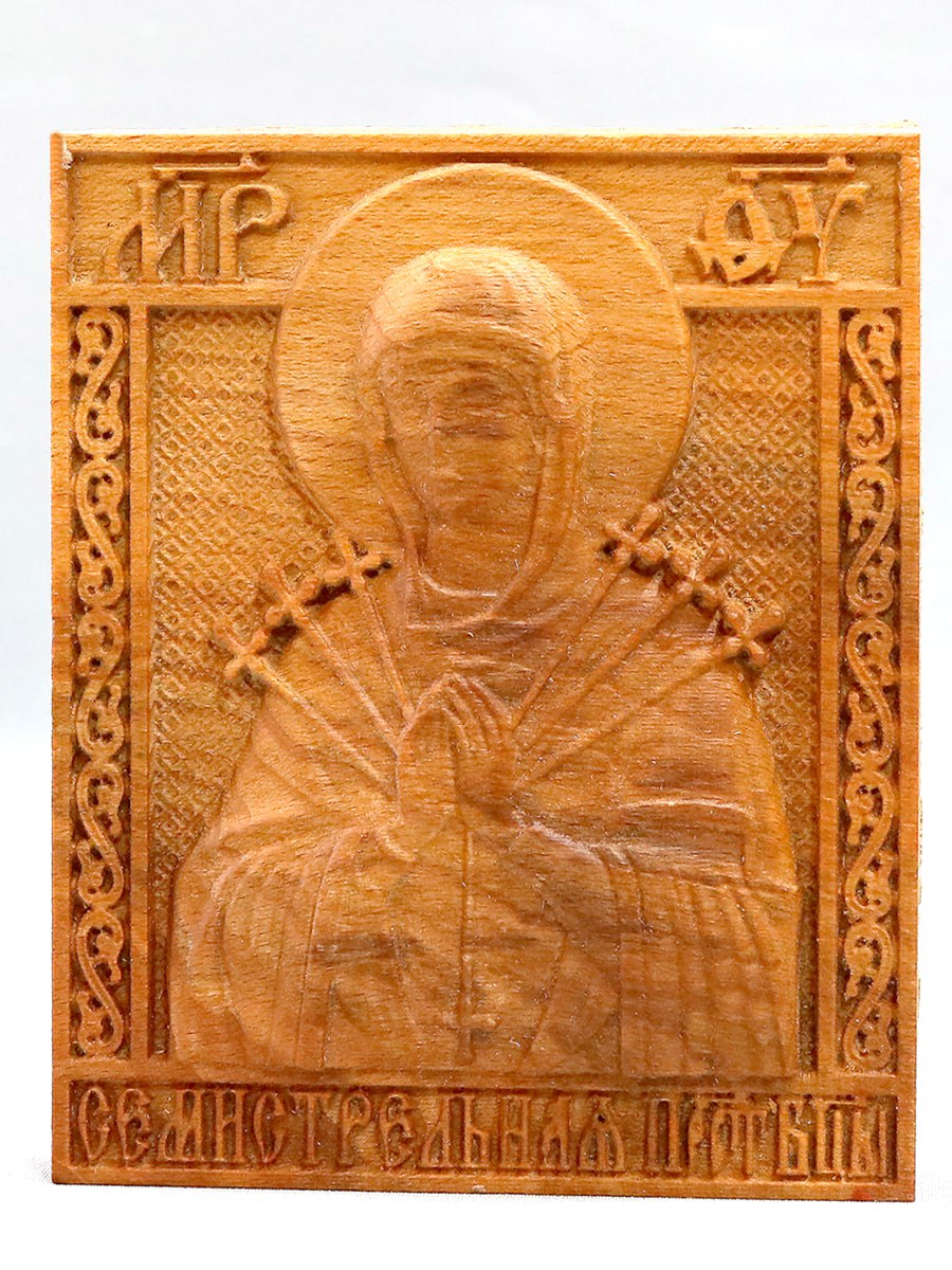 Икона Божьей Матери Семистрельная BOGATAstudio, деревянная освященная