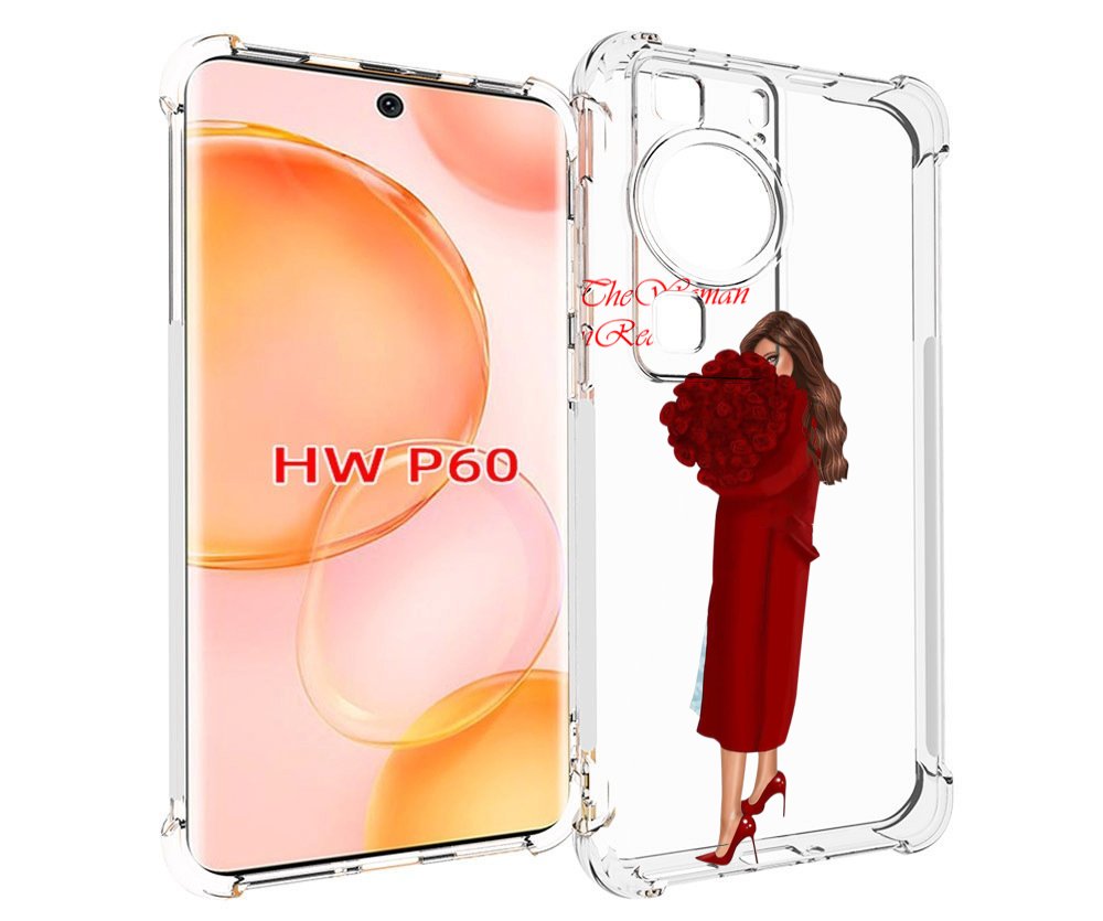 Чехол MyPads девушка-полностью-в-красном женский для Huawei P60